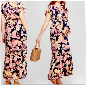 Floral maternity maxi dress
